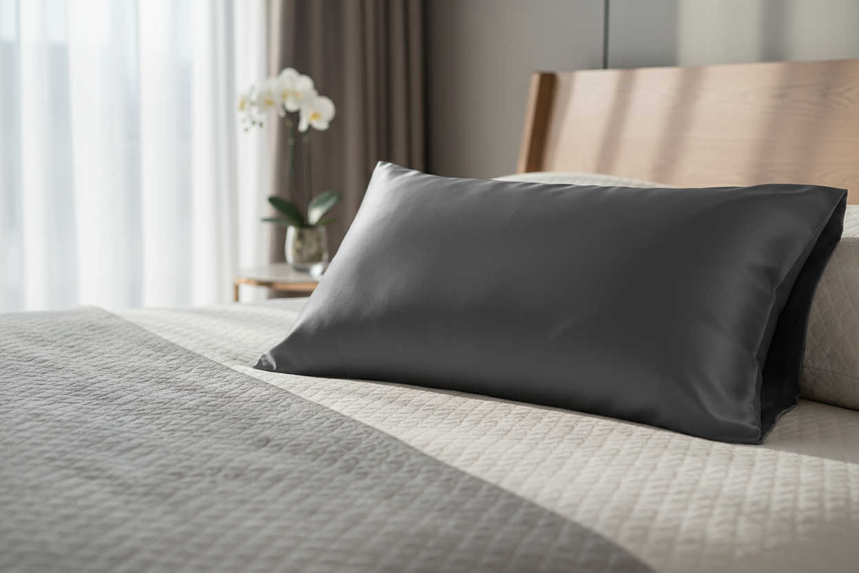 generate grey silk pillow case