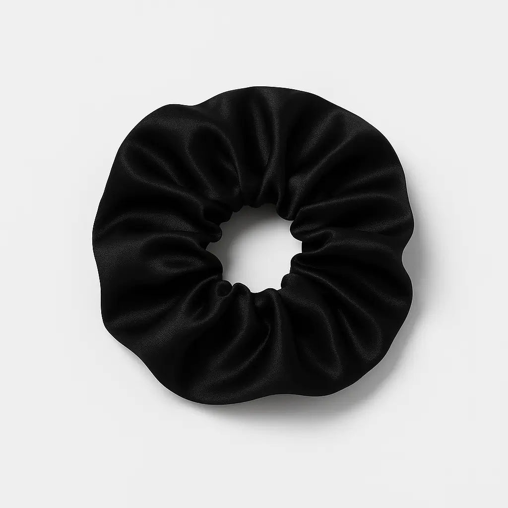 Juoda šilkinė plaukų gumytė SleepSpace