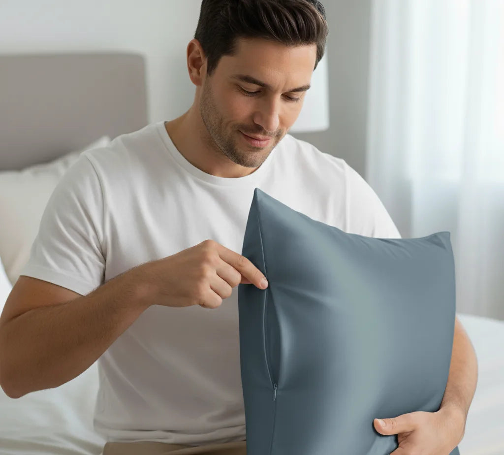 pilkai mėlyna pagalvės užvalkalas | SleepSpace