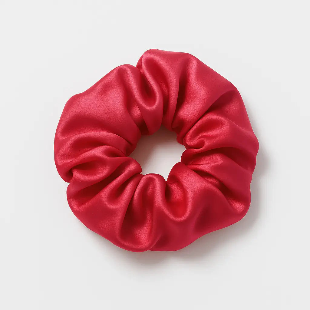 Raudona šilkinė plaukų gumytė SleepSpace