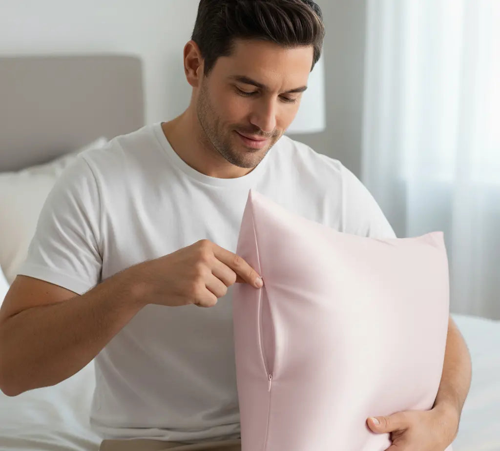 Rožinis šilkinis pagalvės užvalkalas | SleepSpace